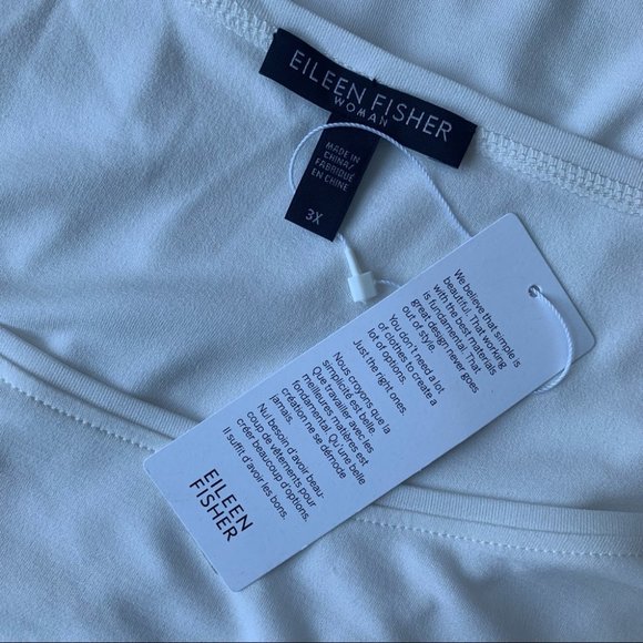NWT Eileen Fisher Scoop Neck Tank Top in White 3X - Picture 6 of 7